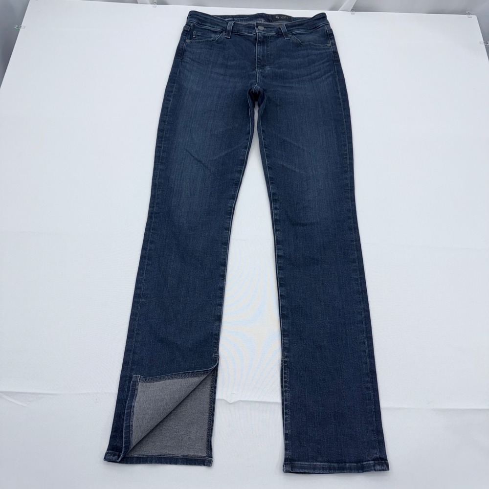 Ag Adriano Goldschmied Women's Straight Leg Jeans in Dark Wash Blue